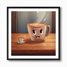Cartoon Coffee Cup Art Print