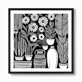 Lion cut inspired Black and white Garden plants & flowers art, Gardening art, Garden 206 Art Print