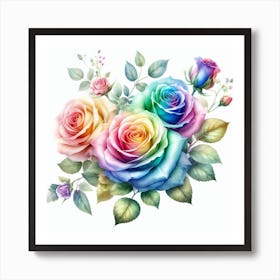 Rainbow roses 3 Art Print