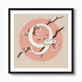 Snake In Cherry Blossoms 1 Art Print