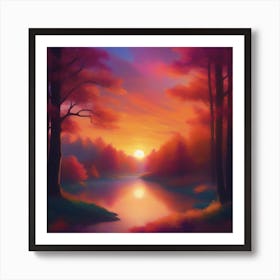 Sunset By The Lake 2 Art Print