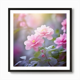 Flowers Leaves Nature Soft Freshness Pastel Botanical Plants Blooms Foliage Serene Delic (18) Art Print