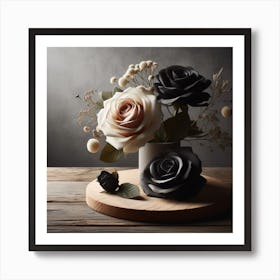 Black And White Roses 1 Art Print