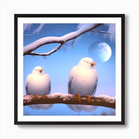 Doves On A Branch Art Print