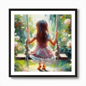 Little Girl On Swing 2 Art Print