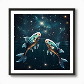 Two Fish Swimming In The Water 2 Art Print