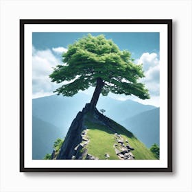 Single Tree On Top Of The Mountain (66) Art Print