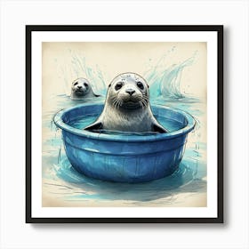 Seals In A Tub Art Print