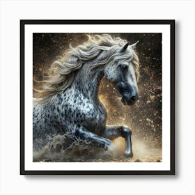 Horse Running In The Water 2 Art Print