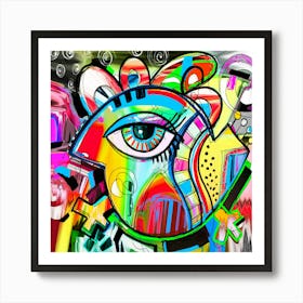 Doodle Bird Digital Painting Poster Print - Abstract Composition Art Print