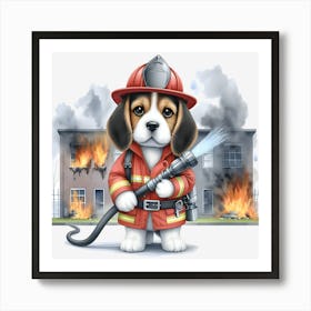 Beagle Firefighter Art Print