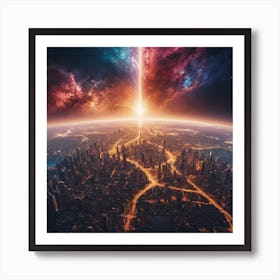 Space City Night View Art Print