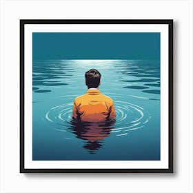 Man In Water art Art Print