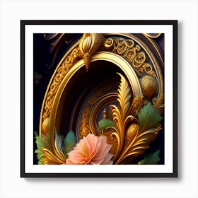 Golden Floral Decoration Art Print