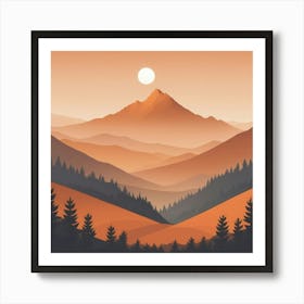 Misty mountains background in orange tone 55 Art Print