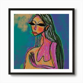 Woman With Long Hair Art Print