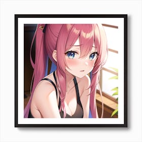 Anime Girl With Pink Hair 1 Art Print