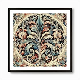 William Morris Inspired Patterns Embellishing The Pages Of An Antique Book, Style Vintage Printmaking 1 Art Print