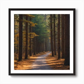 Endless path in woods  Art Print