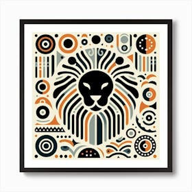 Scandinavian style, Symbols of Africa in the silhouette of a lion 3 Art Print