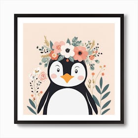 Floral Baby Penguin Nursery Illustration (10) Art Print