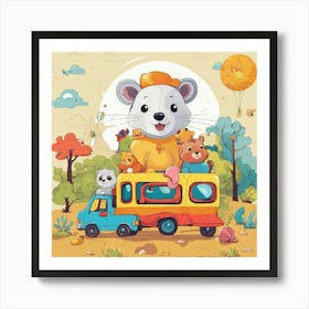 Playful Kids Animal Tshirt Design (1) Art Print