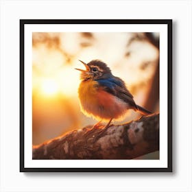 Bird Singing At Sunset Art Print