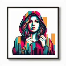 Girl In Hoodie Art Print