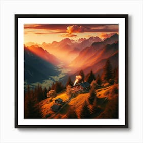 Sunset In The Mountains 7 Art Print