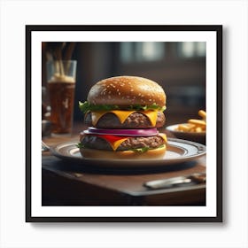 Burger On A Plate 146 Art Print