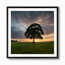 Sunset Over A Tree Art Print