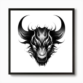 Bull Head Tattoo 1 Art Print