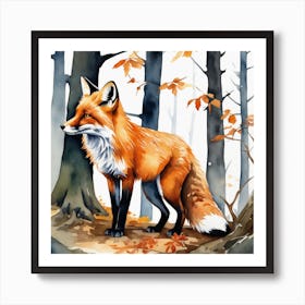 Fox In The Woods 42 Art Print