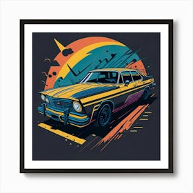 Car Colored Artwork Of Graphic Design Flat (68) Art Print