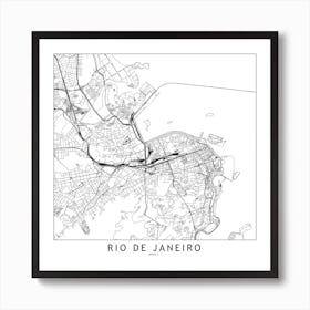 Rio De Janeiro Map Line Art Print