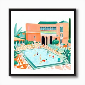 Pool days with family Art Print