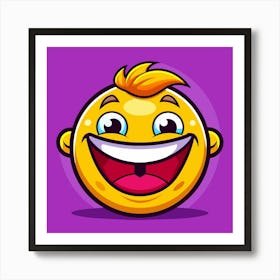 Yellow Emoji Smiley Face With Big Smile Art Print