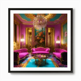 Futuristic Beautiful French Mansion Interior Sitti (6) Art Print