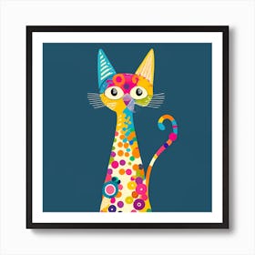 Colorful Cat Minimal Illustration 2 Art Print