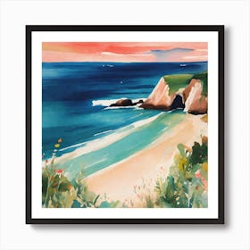 Sunset At The Beach Art Print