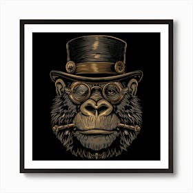 Steampunk Monkey 48 Art Print