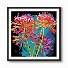 Andy Warhol Style Pop Art Flowers Agapanthus 4 Square Art Print