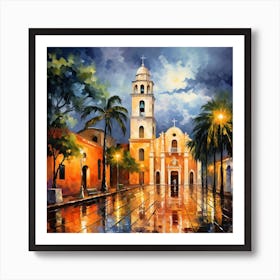 Church At Night Art Print