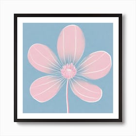 A White And Pink Flower In Minimalist Style Square Composition 586 Art Print