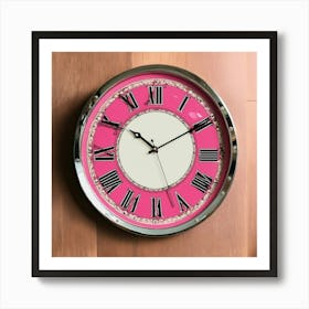 Pink Clock With Beautiful Designs And Numbers 2 Art Print