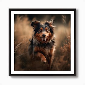 Dog Running In The Grass Art Print