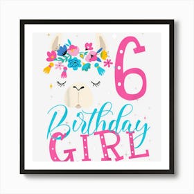 Kids 6 Year Old Gifts 6th Birthday Girlns Funny Llama Art Print