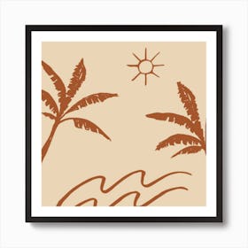 Palm Trees On The Beach Art Print