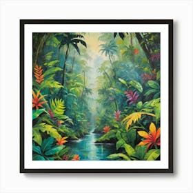 Tropical Jungle Art Print Paintings 5 Art Print