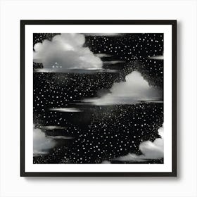 Silver puffy clouds Art Print